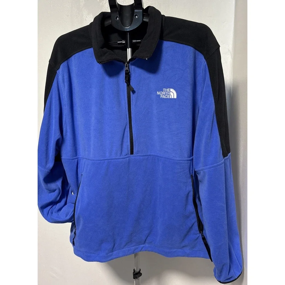 The North Face Men's Polartec 1/2 Zip Pullover Light Blue/Black-XXL